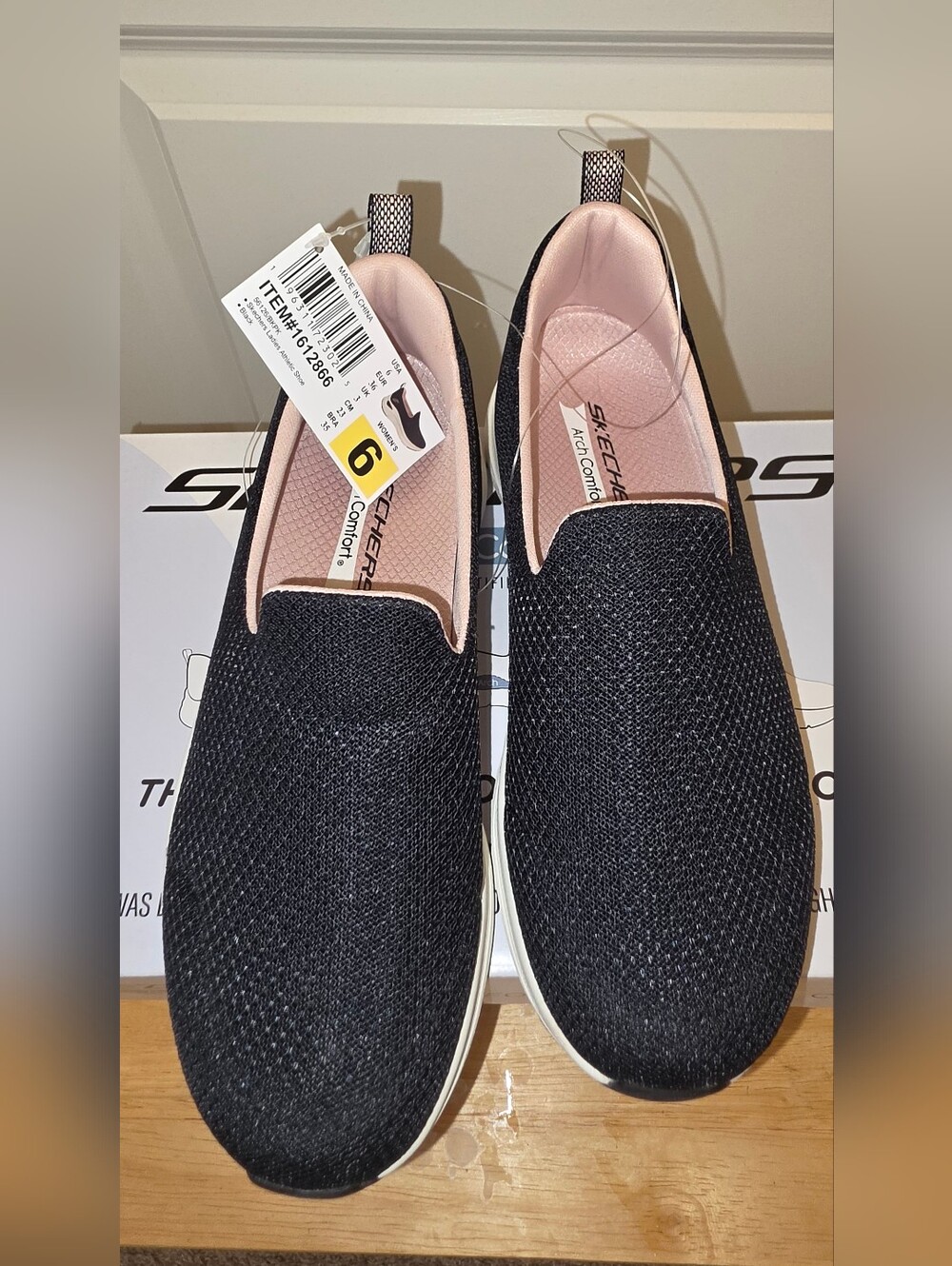Skechers Black Slip-On Arch Comfort Platform Sneakers - Picture 3 of 4